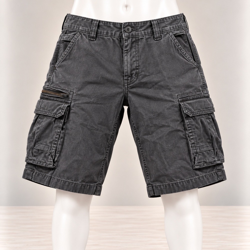 Lee Dungarees Cargo Shorts Mens 36 Black Relaxed Fit Utility Cotton Canvas